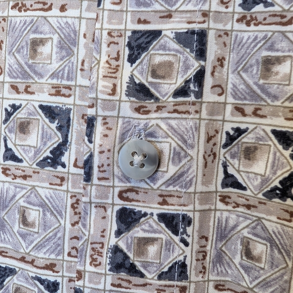 Vintage Pierre Cardin Button Down Shirt 90s Geometric Print Cotton Made in Korea - Picture 6 of 12